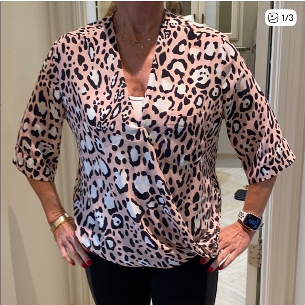 Topshop Blush Pink Animal Print Blouse